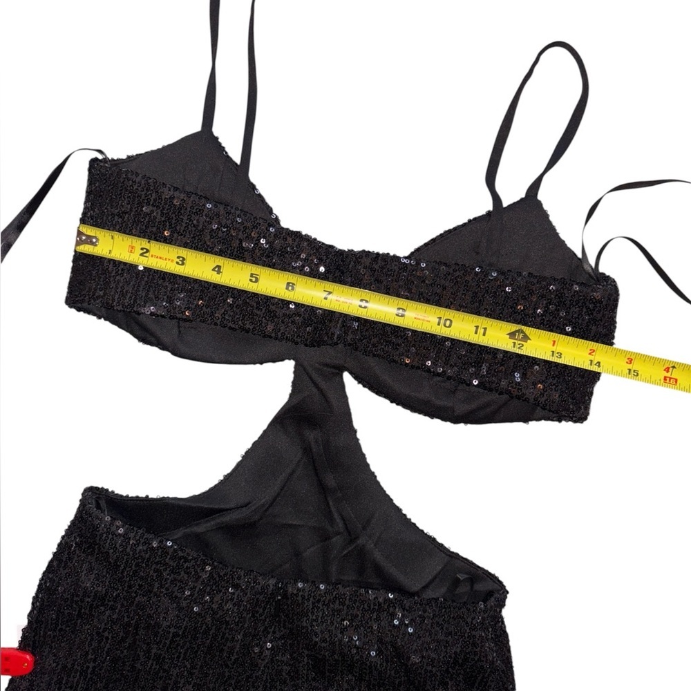 Mac Duggal Cutout Waist Sequin Sleeveless Open Back Long Dress Black Size 2 NWT - Picture 8 of 15